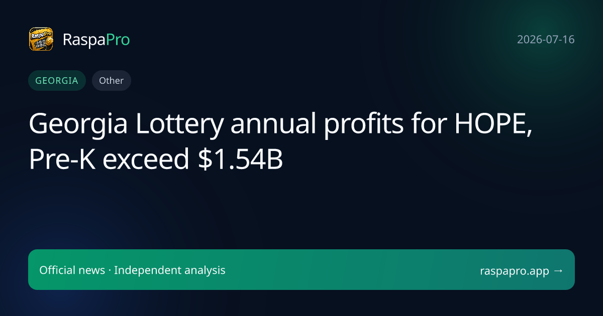 Georgia Lottery annual profits for HOPE, Pre-K exceed $1.54B