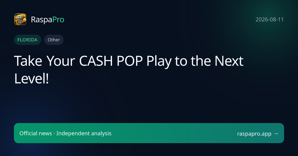 Take Your CASH POP Play to the Next Level!