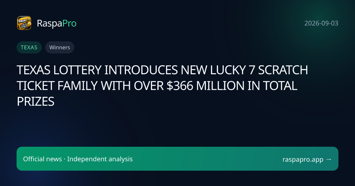 TEXAS LOTTERY INTRODUCES NEW LUCKY 7 SCRATCH TICKET FAMILY WITH OVER $366 MILLION IN TOTAL PRIZES