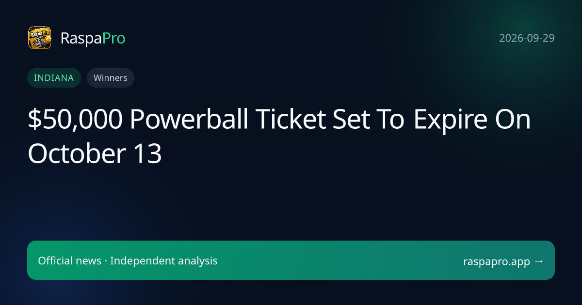 $50,000 Powerball Ticket Set To Expire On October 13