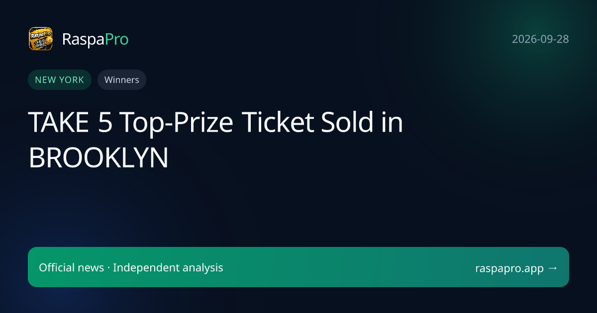 TAKE 5 Top-Prize Ticket Sold in BROOKLYN