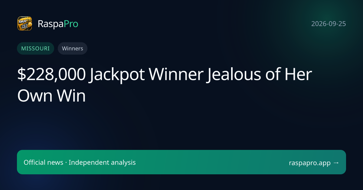 $228,000 Jackpot Winner Jealous of Her Own Win