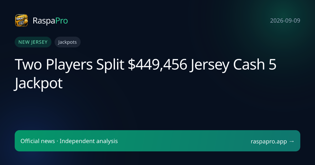 Two Players Split $449,456 Jersey Cash 5 Jackpot
