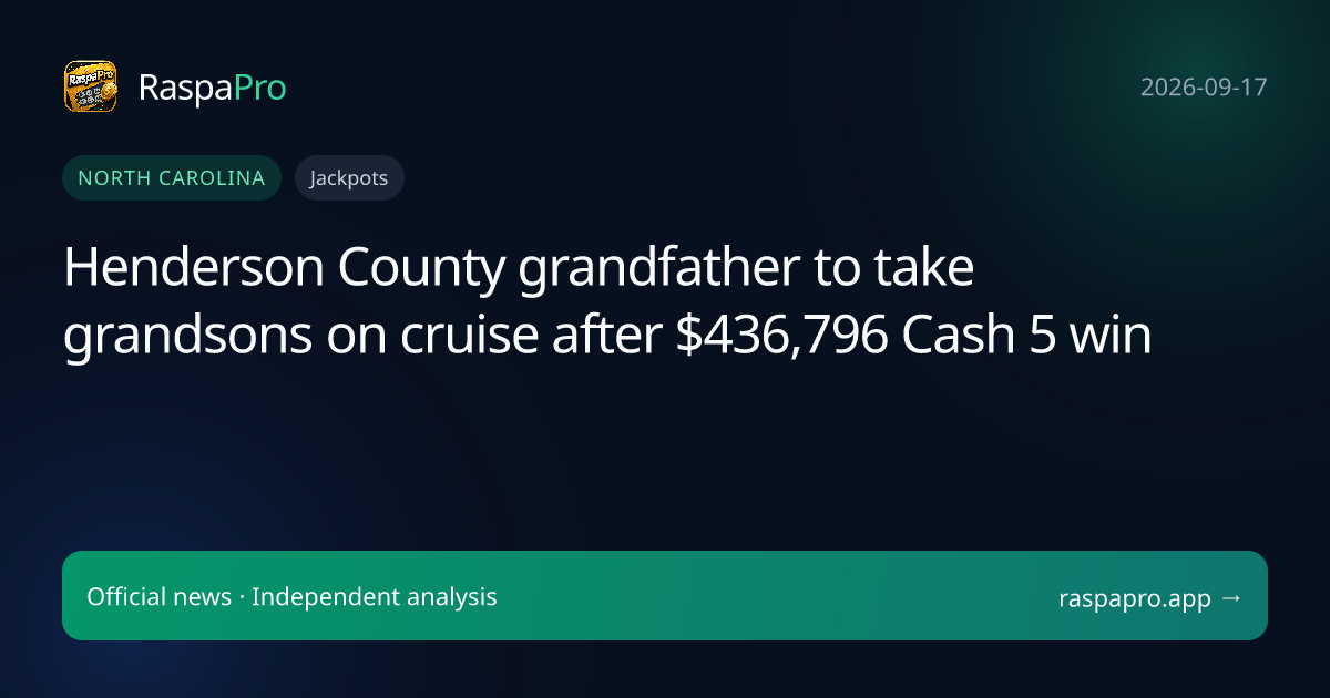 Henderson County grandfather to take grandsons on cruise after $436,796 Cash 5 win