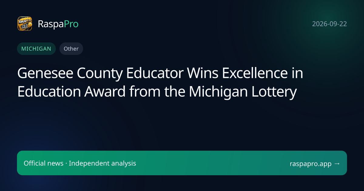 Genesee County Educator Wins Excellence in Education Award from the Michigan Lottery