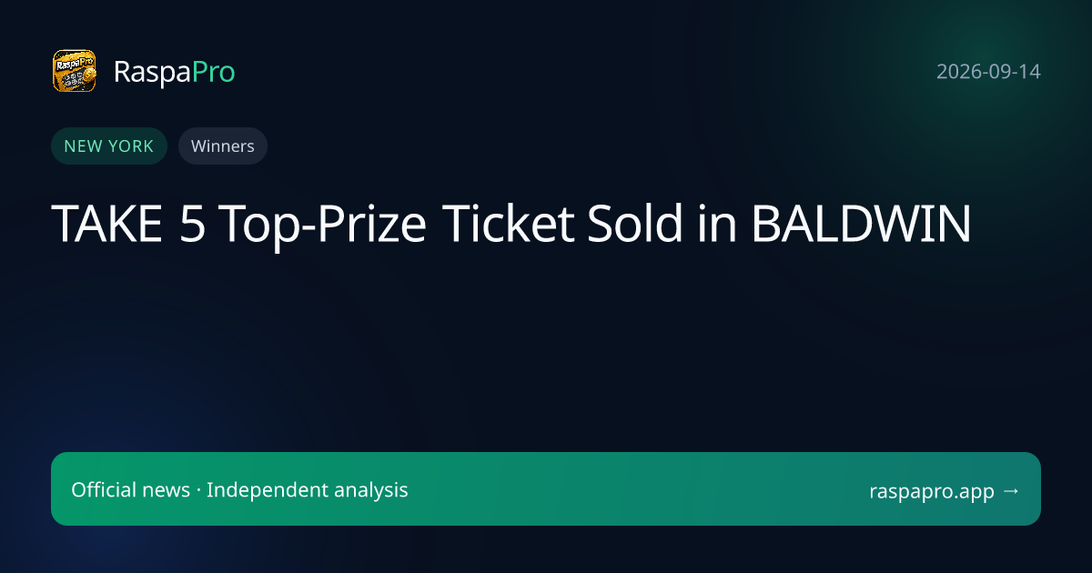 TAKE 5 Top-Prize Ticket Sold in BALDWIN