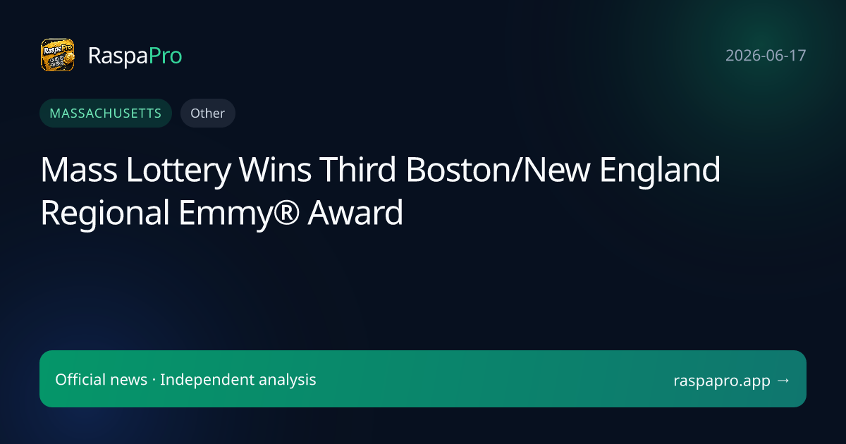 Mass Lottery Wins Third Boston/New England Regional Emmy® Award