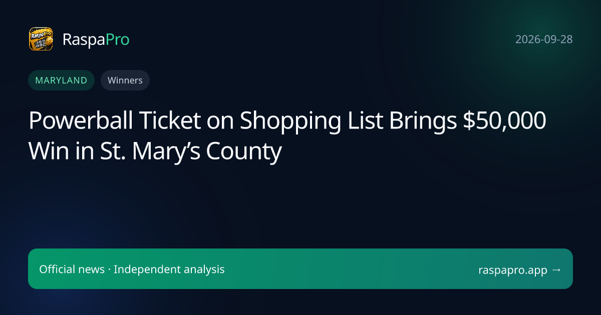 Powerball Ticket on Shopping List Brings $50,000 Win in St. Mary’s County