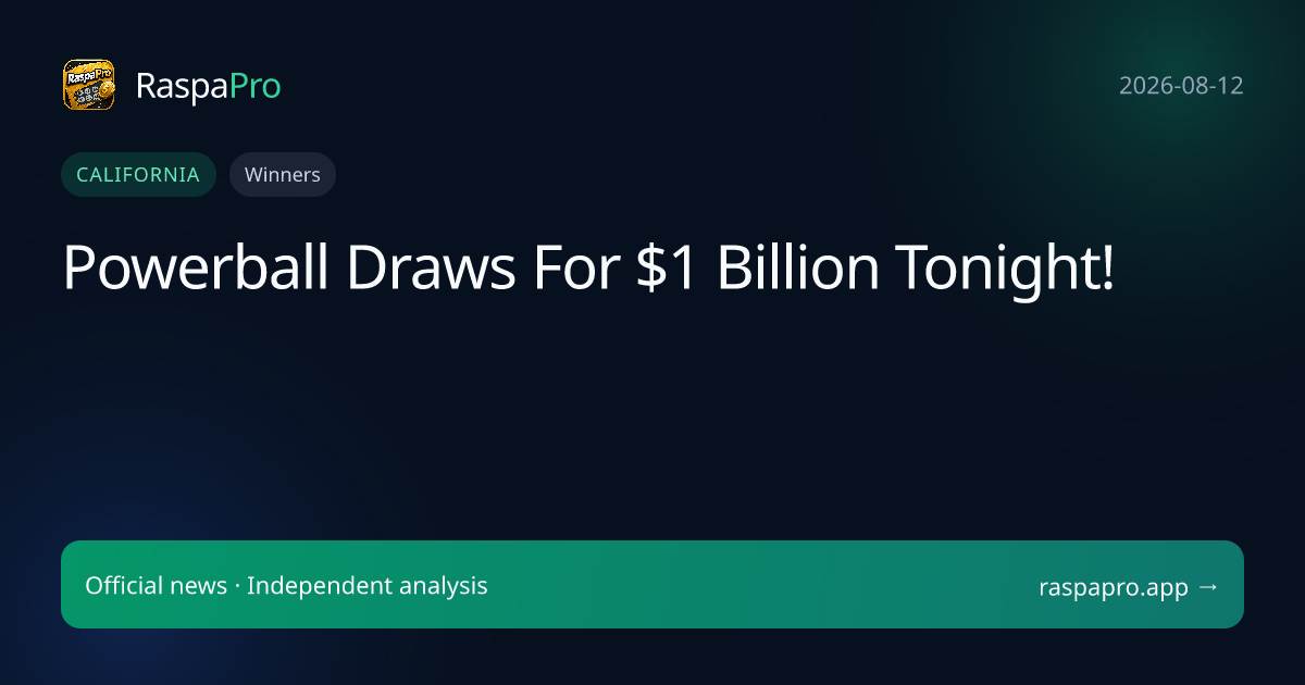 Powerball Draws For $1 Billion Tonight!
