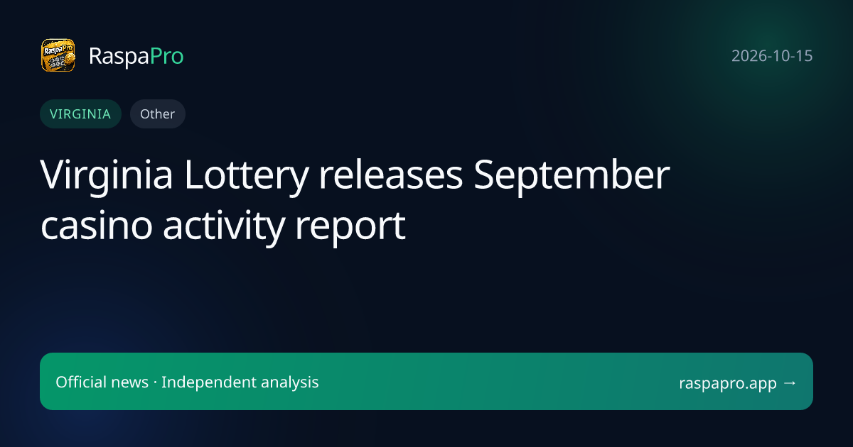Virginia Lottery releases September casino activity report