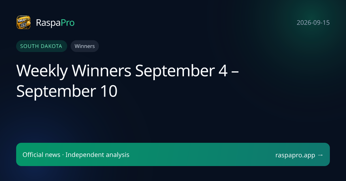 Weekly Winners September 4 – September 10