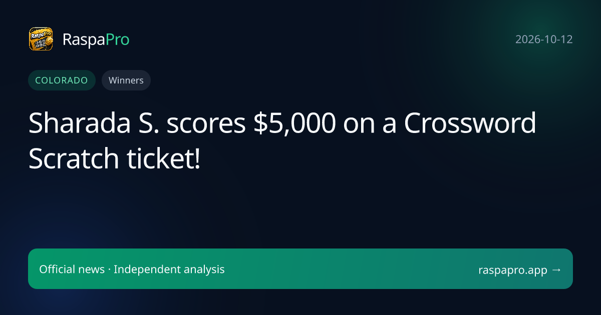 Sharada S. scores $5,000 on a Crossword Scratch ticket!