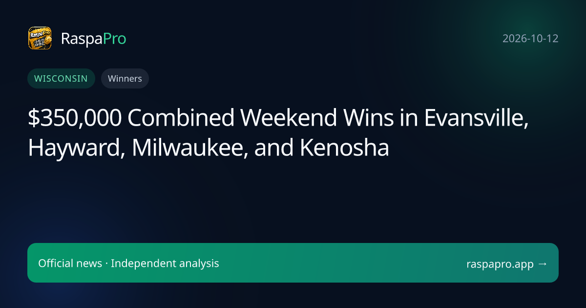 $350,000 Combined Weekend Wins in Evansville, Hayward, Milwaukee, and Kenosha