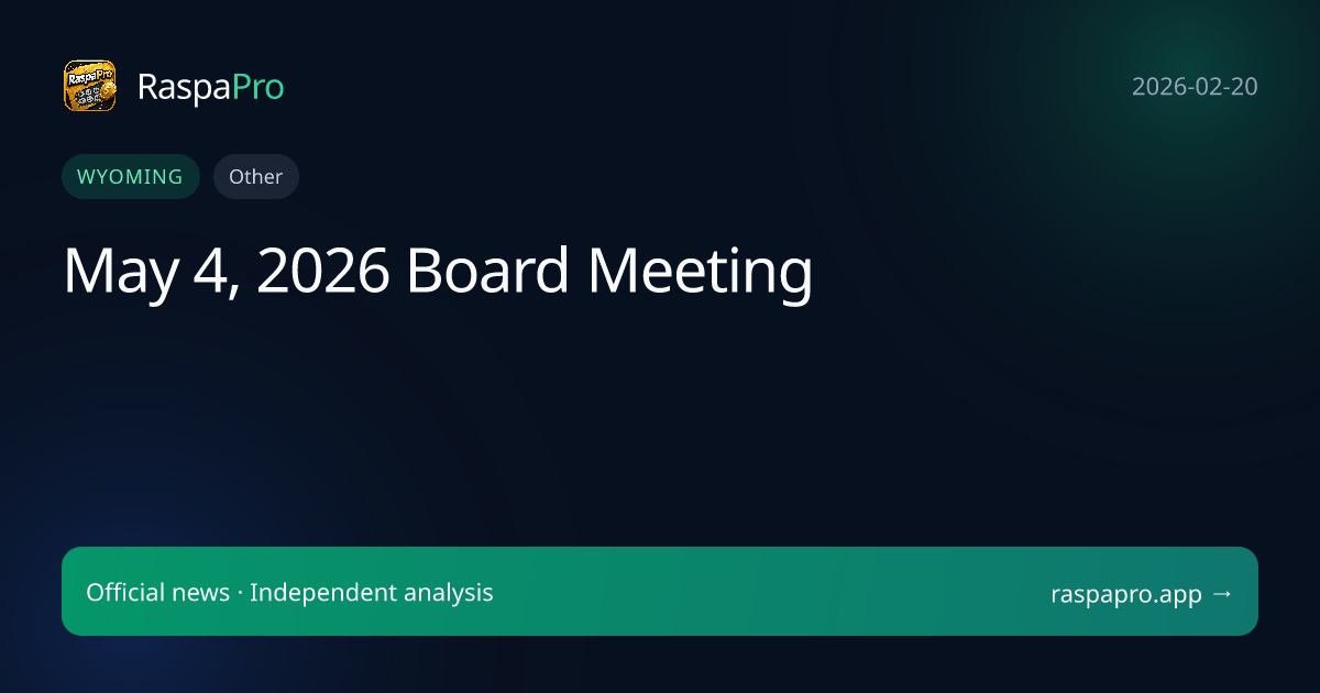 May 4, 2026 Board Meeting