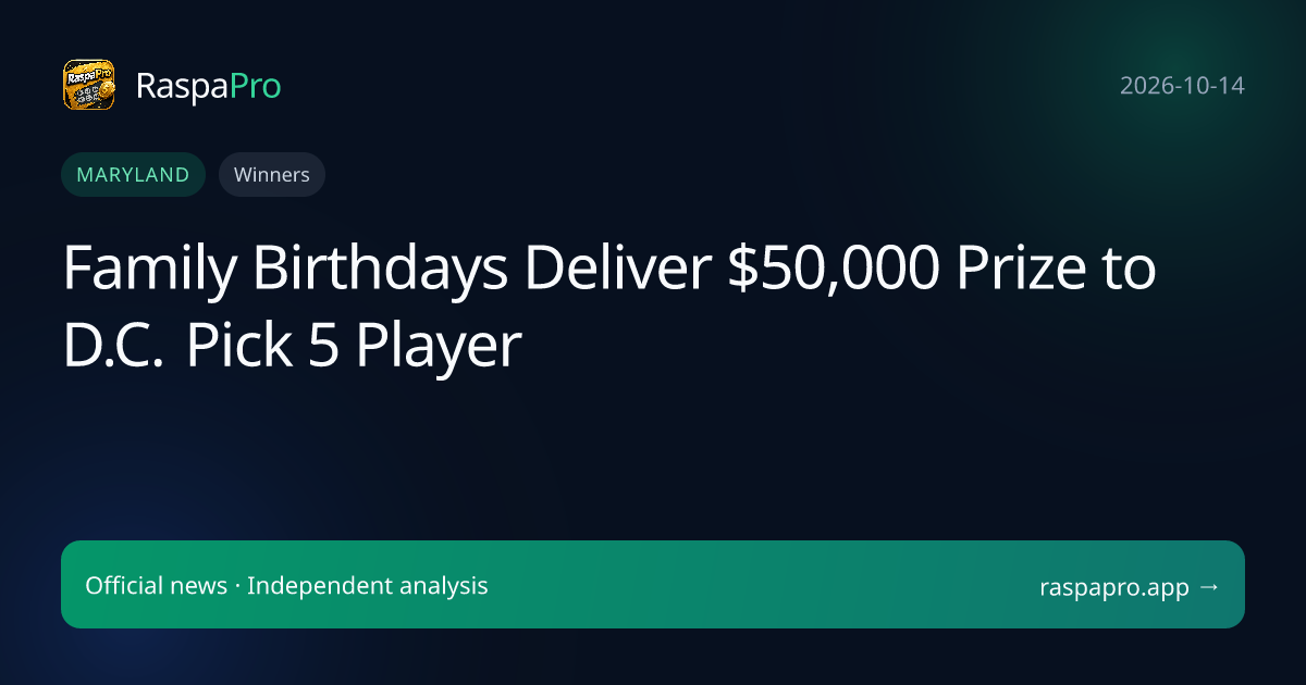 Family Birthdays Deliver $50,000 Prize to D.C. Pick 5 Player