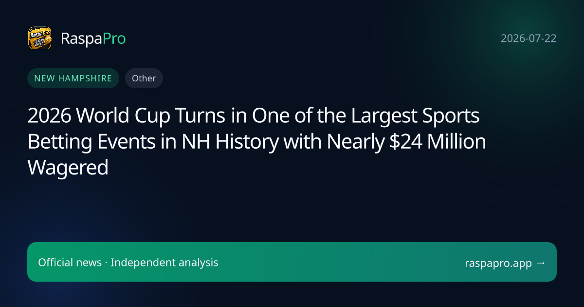 2026 World Cup Turns in One of the Largest Sports Betting Events in NH History with Nearly $24 Million Wagered