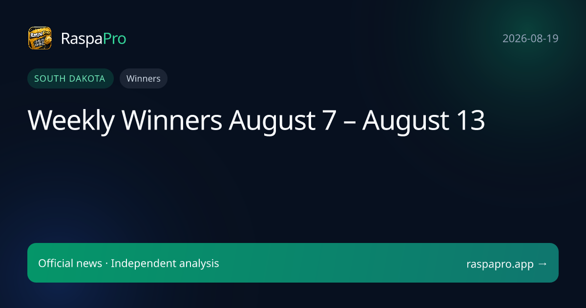 Weekly Winners August 7 – August 13