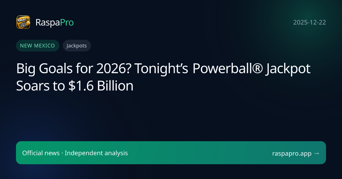 Big Goals for 2026? Tonight’s Powerball® Jackpot Soars to $1.6 Billion