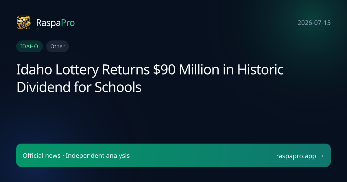 Idaho Lottery Returns $90 Million in Historic Dividend for Schools