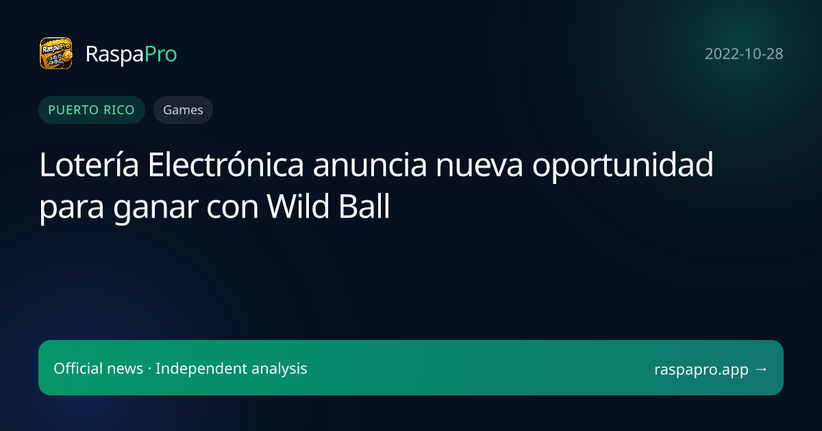 Lotería Electrónica anuncia nueva oportunidad para ganar con Wild Ball