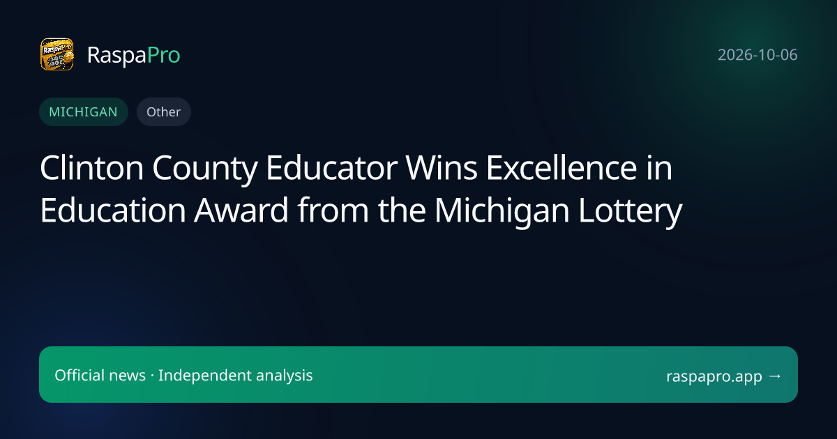 Clinton County Educator Wins Excellence in Education Award from the Michigan Lottery