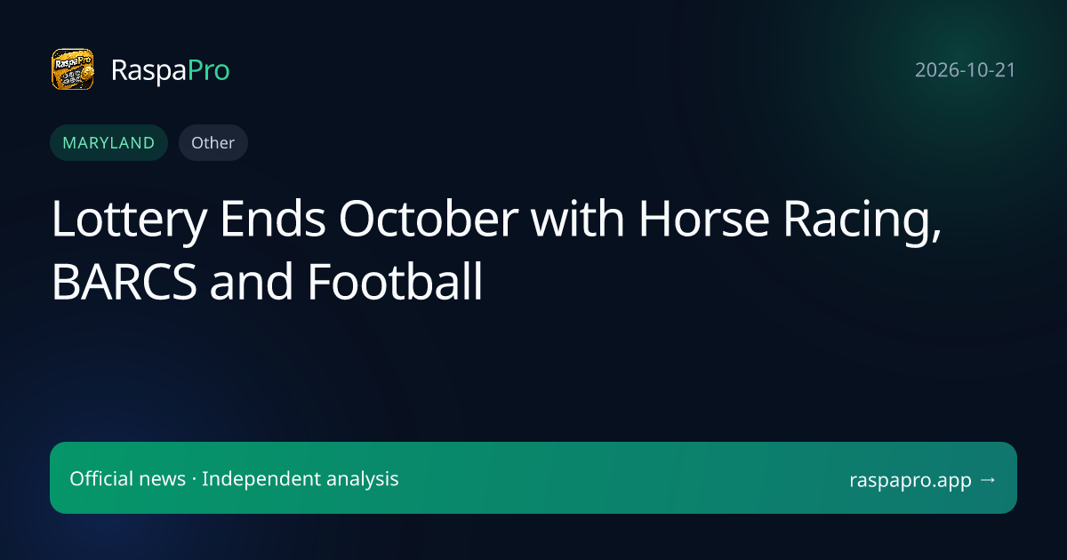 Lottery Ends October with Horse Racing, BARCS and Football