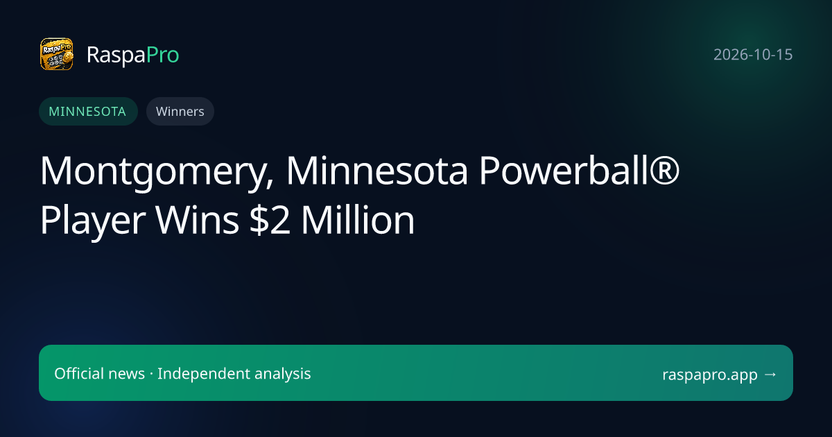 Montgomery, Minnesota Powerball® Player Wins $2 Million