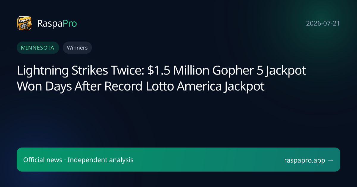 Lightning Strikes Twice: $1.5 Million Gopher 5 Jackpot Won Days After Record Lotto America Jackpot