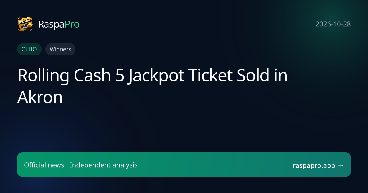 Rolling Cash 5 Jackpot Ticket Sold in Akron