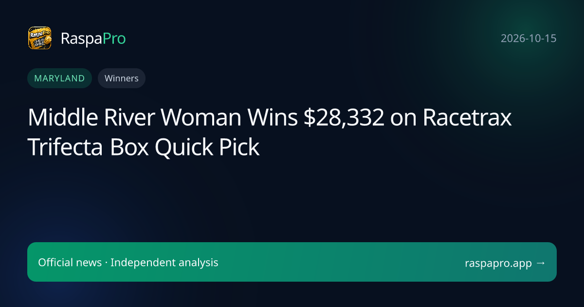 Middle River Woman Wins $28,332 on Racetrax Trifecta Box Quick Pick