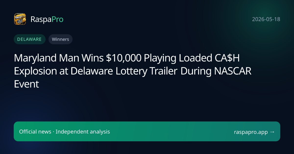 Maryland Man Wins $10,000 Playing Loaded CA$H Explosion at Delaware Lottery Trailer During NASCAR Event